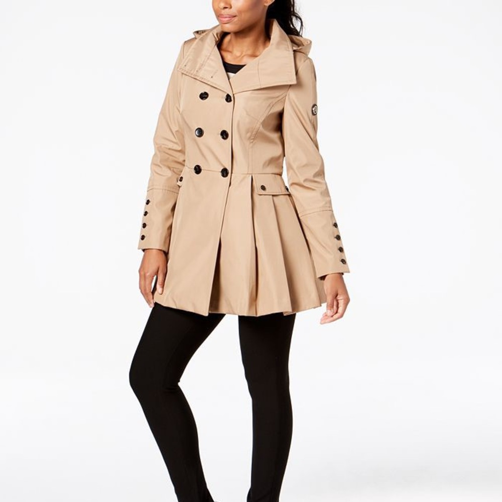 Calvin Klein double breasted skirted raincoat